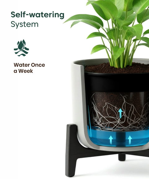 Golden Money Plant in Aira Self Watering Pot (Stand included)