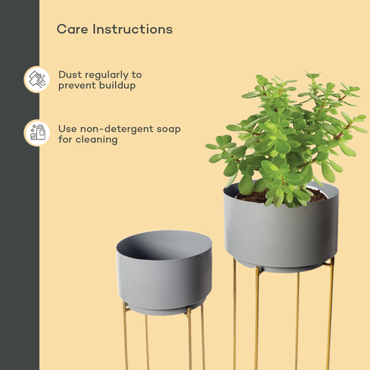 Earl Grey Soft Cylinder Planters with Stand (Set of 2)