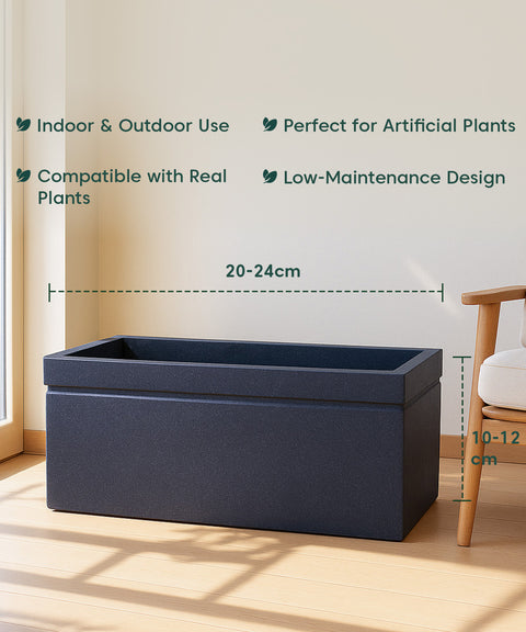 Kyari Lightweight & Durable Polymer Slate Planter – Mini (24 inch Rectangular)