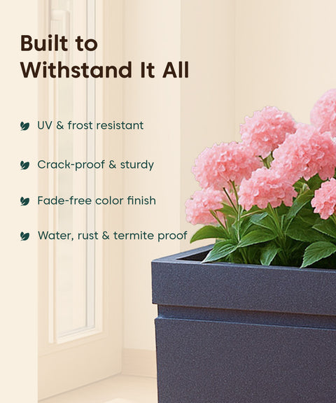 Kyari Lightweight & Durable Polymer Slate Planter – Mini (24 inch Rectangular)