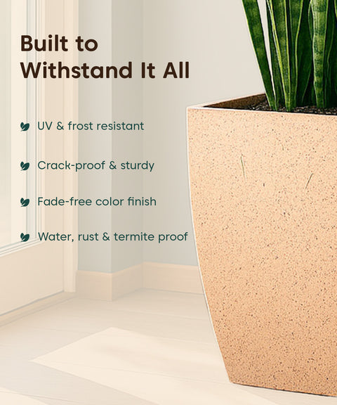 Kyari Lightweight & Durable Polymer Planter – Long Square