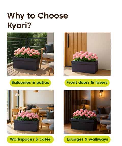 Kyari Lightweight & Durable Polymer Slate Planter – Mini (24 inch Rectangular)