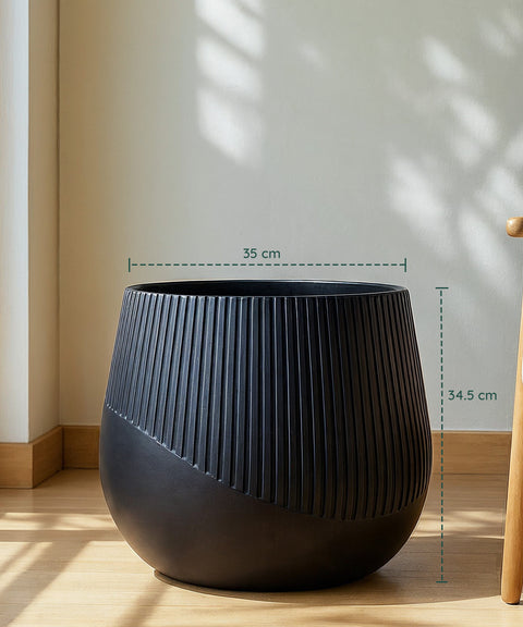 Downtown Luxe FiberGlass Planter Black Medium