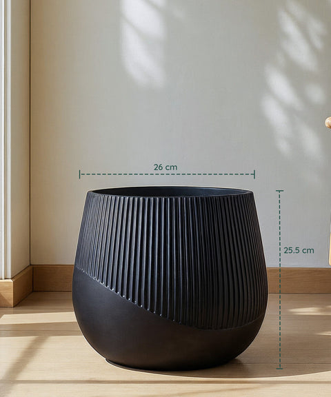 Downtown Luxe FiberGlass Planter Black small