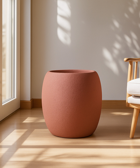 City Globe Fiberglass Planter Small Brown