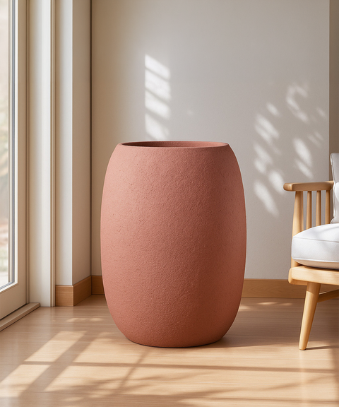 City Globe Fiberglass Planter Medium Brown