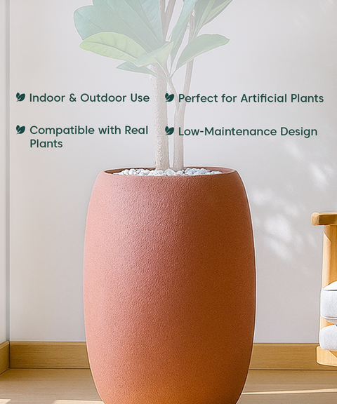 City Globe Fiberglass Planter Medium Brown
