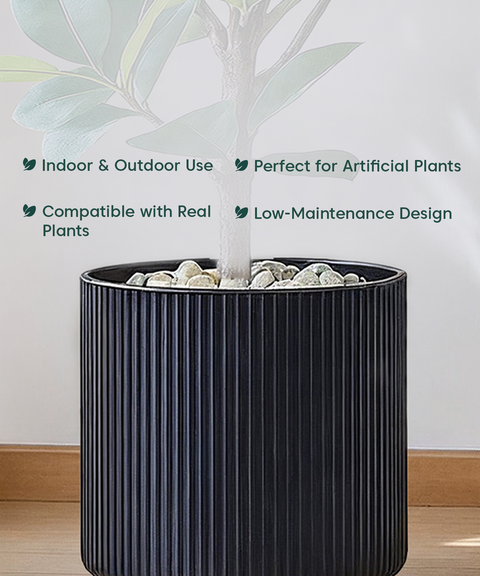 Manhattan Bloom Fiberglass Planter Large Black