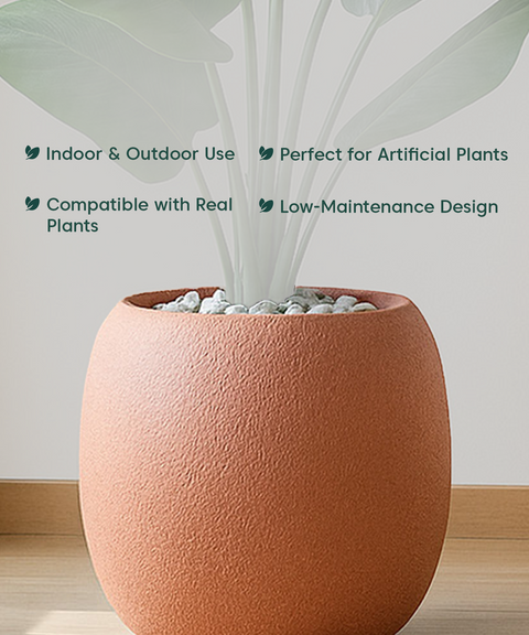 City Globe Fiberglass Planter Small Brown