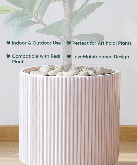 Manhattan Bloom Fiberglass Planter Large Beige