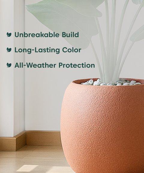 City Globe Fiberglass Planter Small Brown