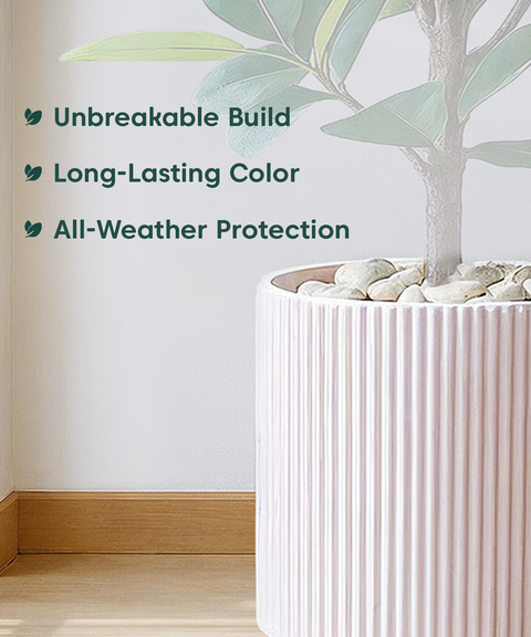 Manhattan Bloom Fiberglass Planter Large Beige