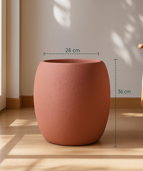 City Globe Fiberglass Planter Small Brown