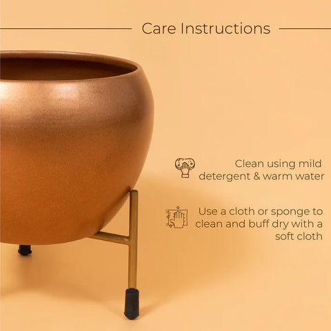 Copper Finish Iron Pot With Stand