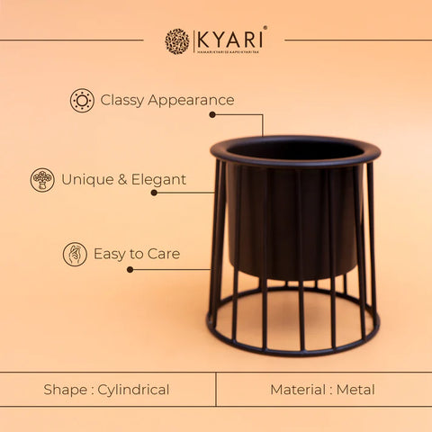 Designer Metallic Cylindrical Planter