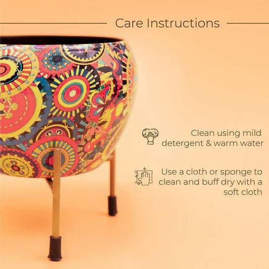 Traditional Multicolor Metal Pot With Stand