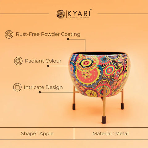 Traditional Multicolor Metal Pot With Stand