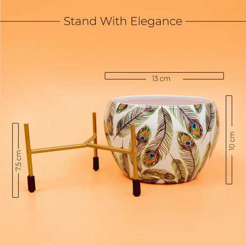 Traditional Multicolor Metal Pot With Stand