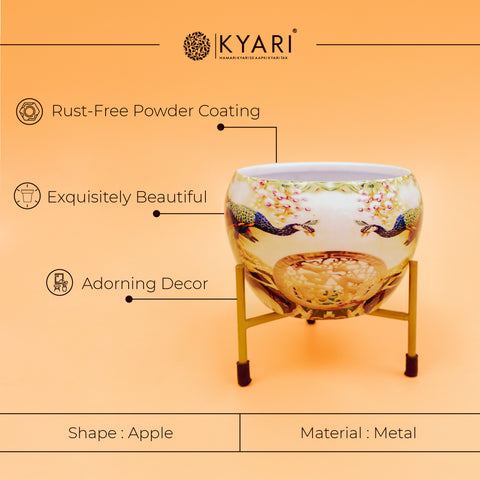 Traditional Multicolor Metal Pot With Stand