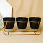 3 Simplistic Metal Pots with Triple Golden Stand