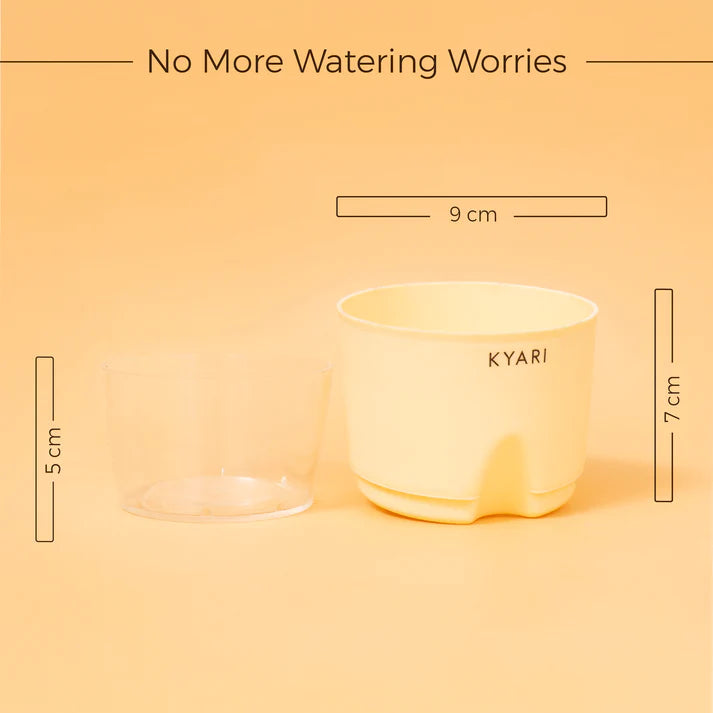 Water 4" Pot- Cream Self-watering Pot