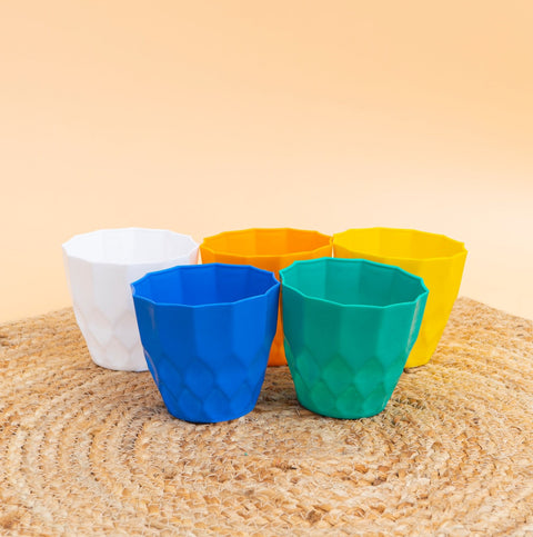 Heera Flower Pot 4" - Multicolor Combo (set of 5)