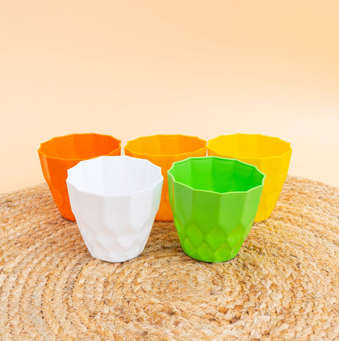 Heera Flower Pot 4" - Multicolor Combo (set of 5)