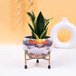 Elegant Marble Print Metal Pot With Stand