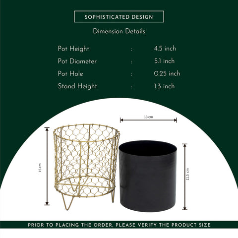 Golden Net Metal Pot With Stand